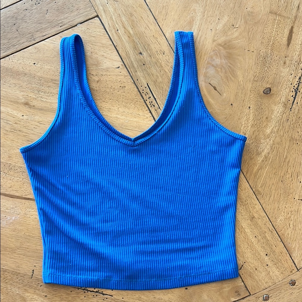 Blue Ribbed Women's Top
